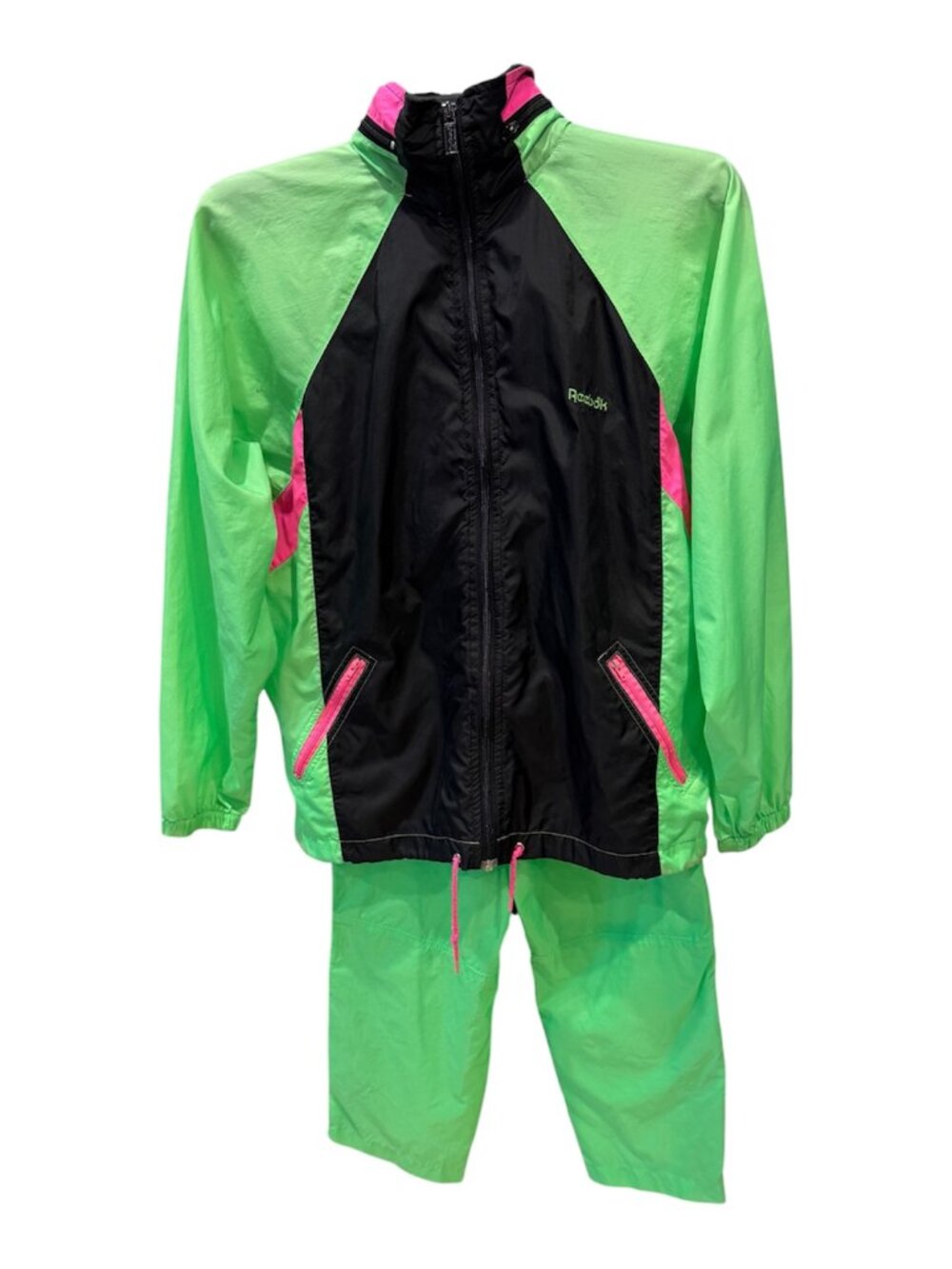 VTG 90s Reebok Sport Neon Colorblock Tracksuit Windbreaker Two Piece Set M
